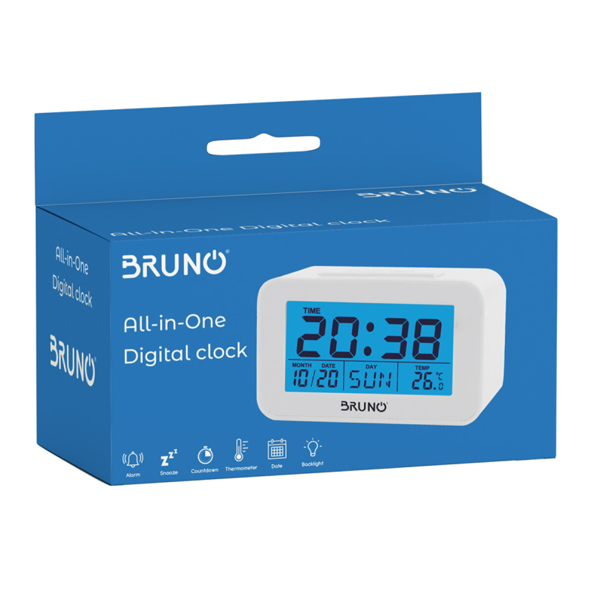 BRUNO ξυπνητήρι BRN-0129 με μέτρηση θερμοκρασίας, °C & °F, λευκό - Image 2
