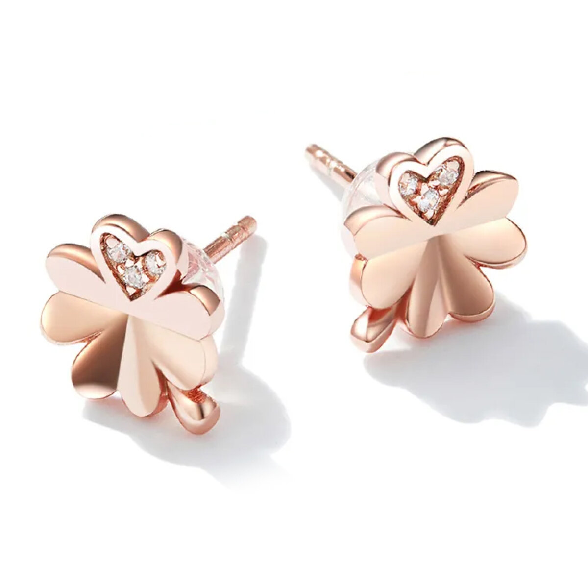 BAMOER σκουλαρίκια καρφωτά BSE233, κυβική ζιρκόνια, ασήμι 925, ροζ χρυσό - Image 4