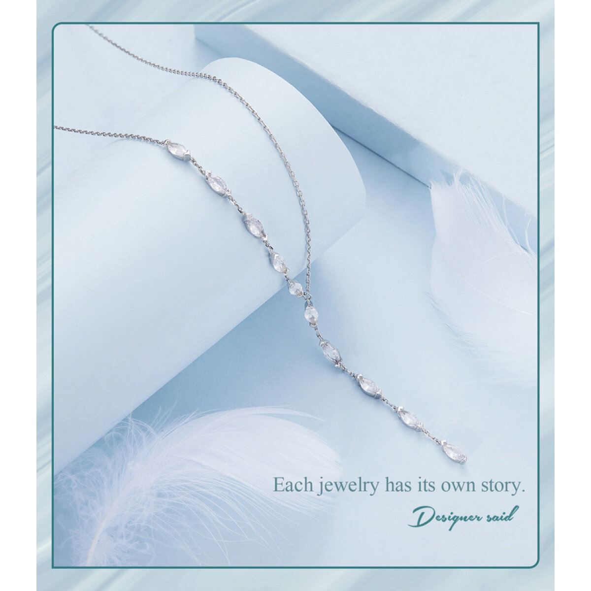 BAMOER κολιέ BSN330 με κυβική ζιρκόνια, ασήμι 925, ασημί - Image 3