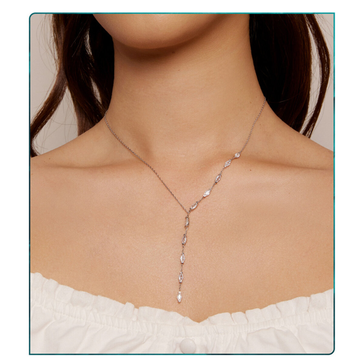 BAMOER κολιέ BSN330 με κυβική ζιρκόνια, ασήμι 925, ασημί - Image 2