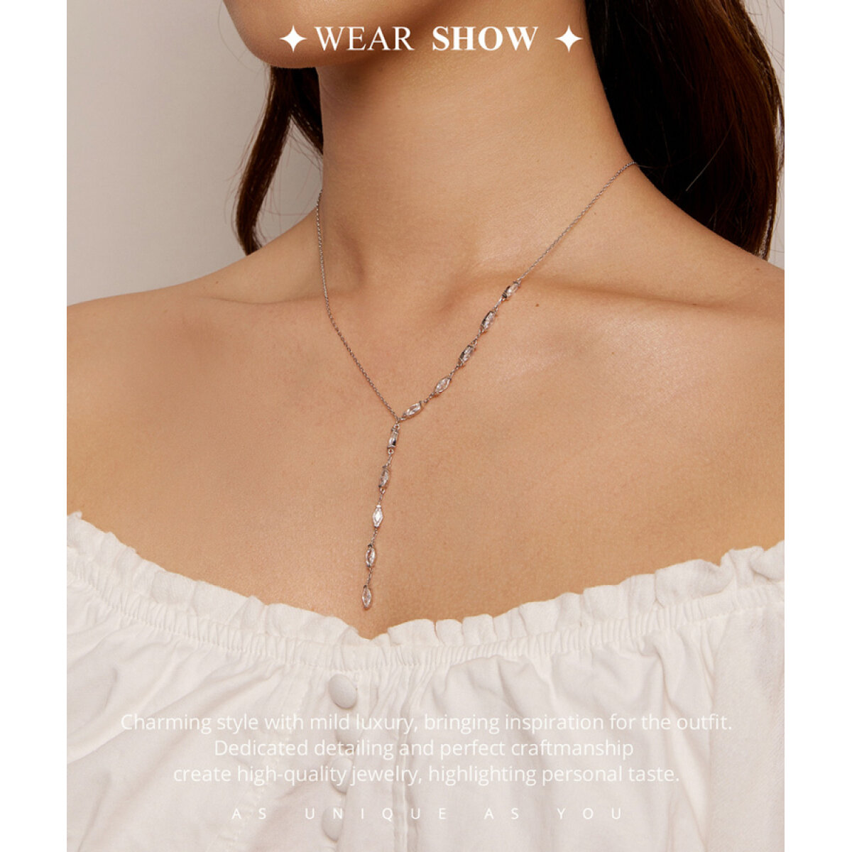 BAMOER κολιέ BSN330 με κυβική ζιρκόνια, ασήμι 925, ασημί - Image 5