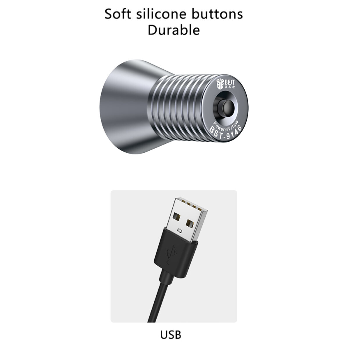 BEST Λάμπα φωτοπολυμερισμού LED UV BST-9146, 5V 10W, γκρι - Image 5