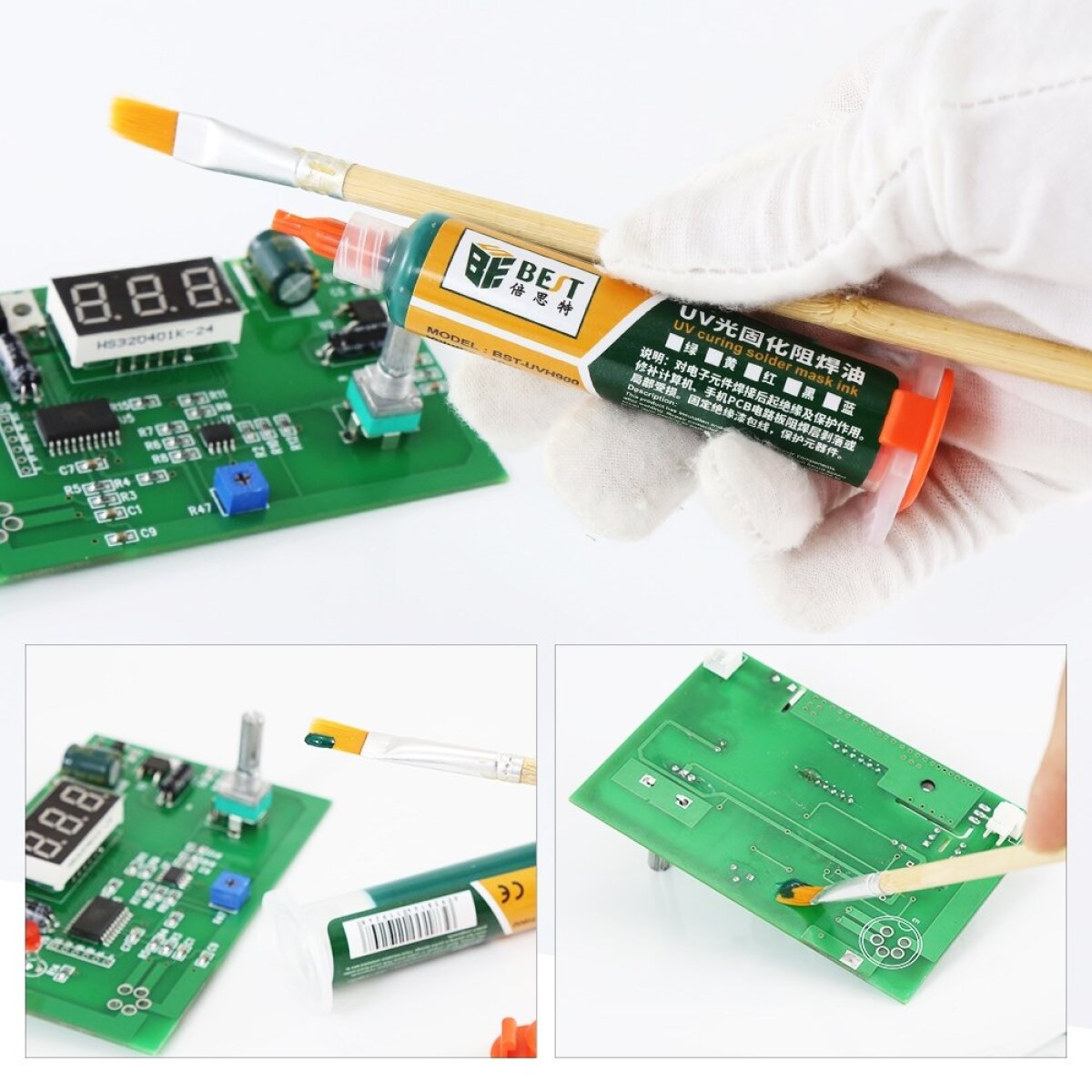CREATOR: gd-jpeg v1.0 (using IJG JPEG v62), quality = 100 BEST PCB Repairing UV Solder mask ink BST-UVH900, 10cc, πράσινο - Image 2