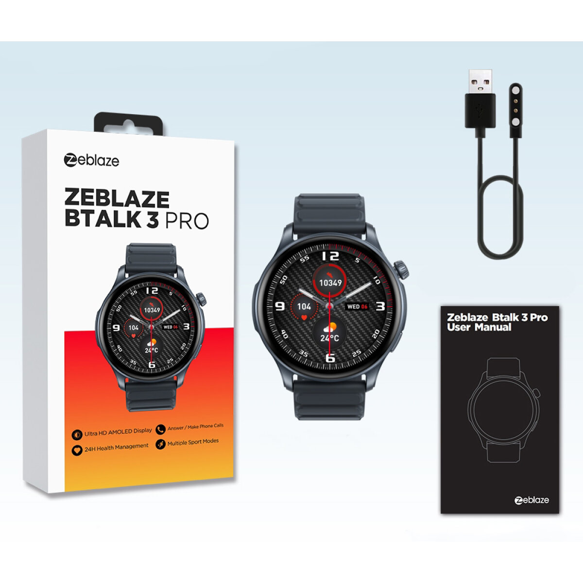 ZEBLAZE smartwatch Btalk 3 Pro, heart rate, 1.43" AMOLED, γκρι - Image 3