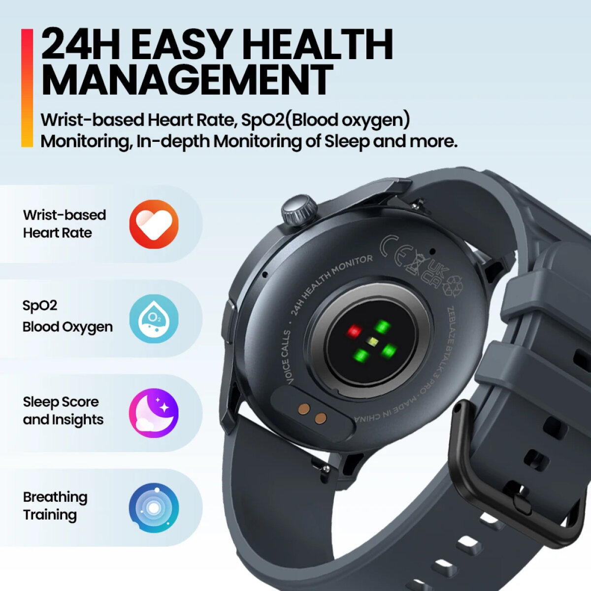 ZEBLAZE smartwatch Btalk 3 Pro, heart rate, 1.43" AMOLED, γκρι - Image 4