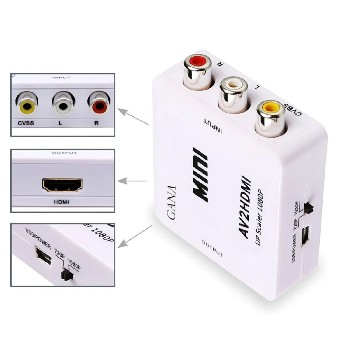 CAB-H119-2 POWERTECH HD Video Converter CAB-H119 3x RCA σε HDMI, MS1858, Full HD - Image 2