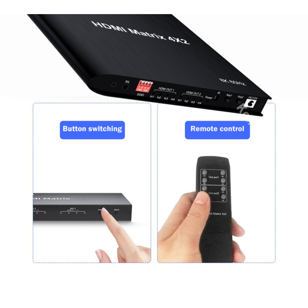 CAB-H155-2 HDMI matrix switch CAB-H155 με τηλεχειριστήριο, 4 σε 2, 8K/60Hz, μαύρο - Image 3