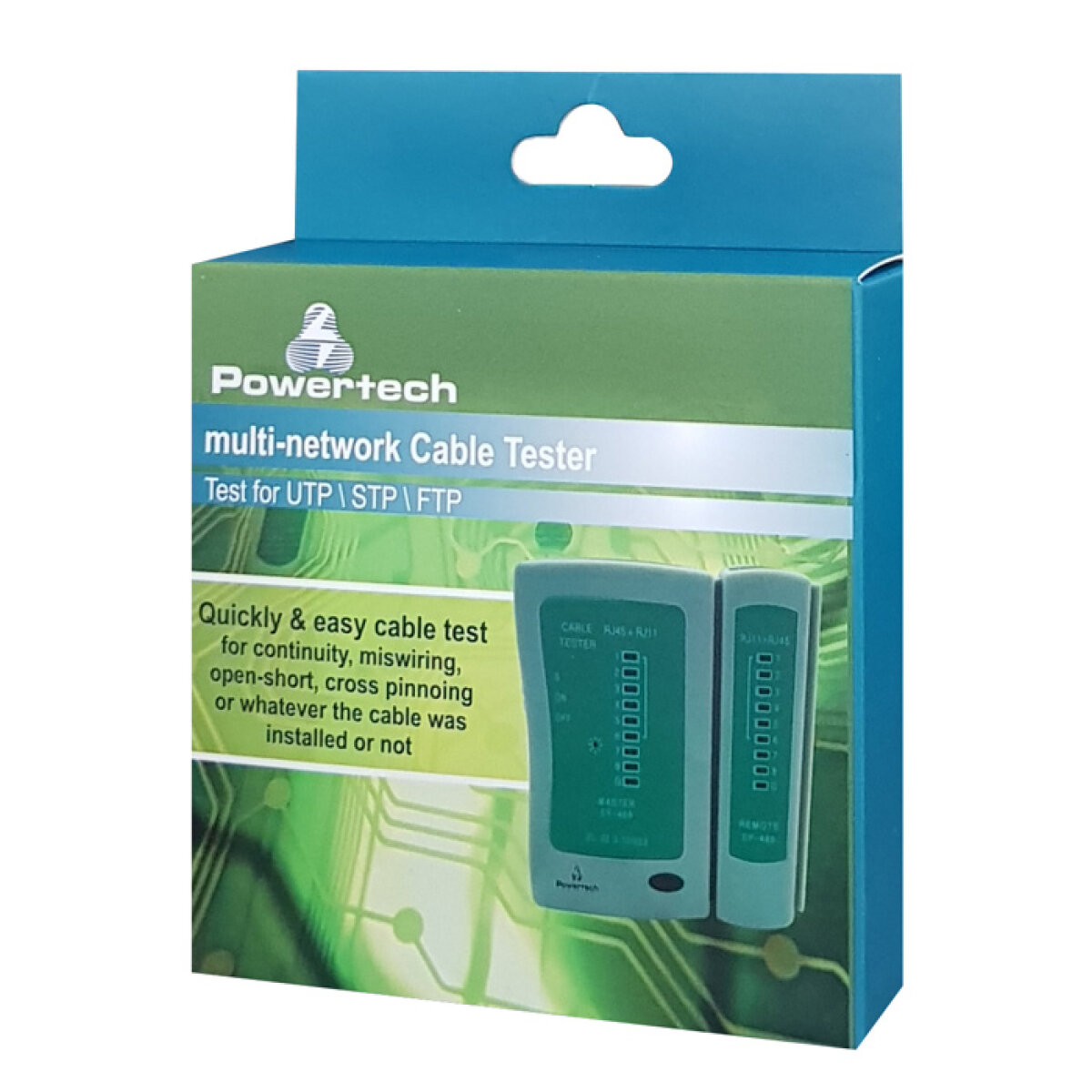 CAB-N044-1 POWERTECH tester καλώδια δικτύου & τηλέφωνου CAB-N044 για RJ11/RJ12/RJ45 - Image 2