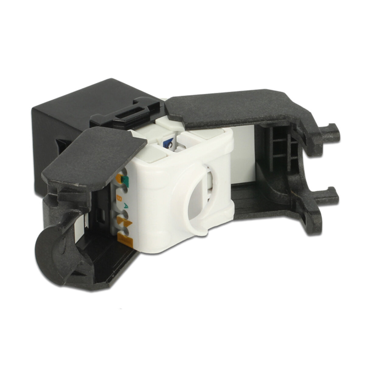 CAB-N151-1 POWERTECH keystone module RJ45 female CAB-N150, Cat.6Α UTP 180°, μαύρο - Image 2