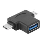 POWERTECH αντάπτορας USB σε USB-C & Micro USB CAB-U117, 5Gbps, μαύρος