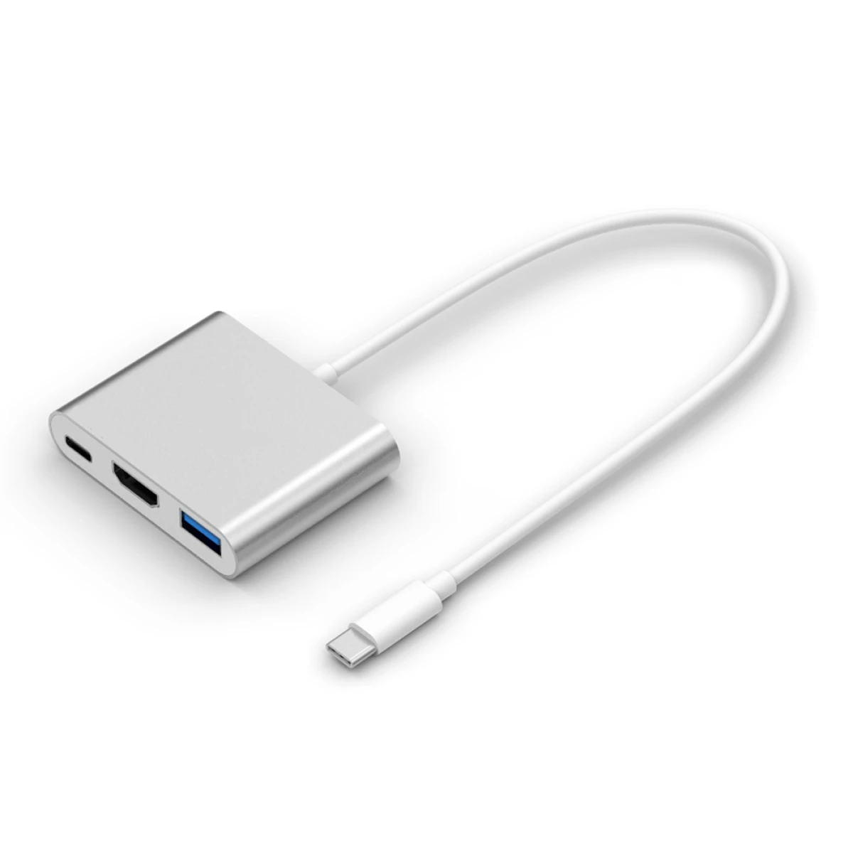 POWERTECH docking station CAB-UC004, 3 θυρών, USB-C σύνδεση, ασημί - Image 1