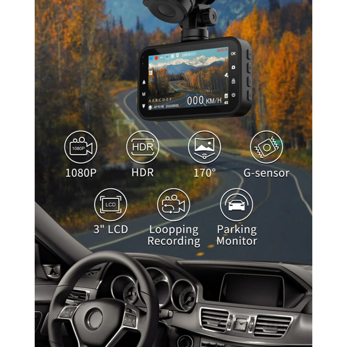 THIEYE κάμερα αυτοκινήτου Carbox 6R, μπροστινή & οπίσθια, 3" LCD, 1080p - Image 2