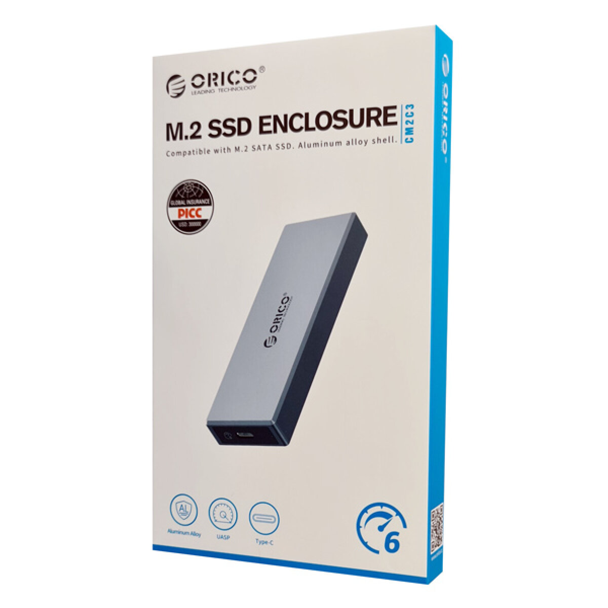 CM2C3-GY-BP-4 ORICO θήκη για Μ.2 SATA SSD CM2C3-GY-BP, 6Gbps, έως 4TB, γκρι - Image 5