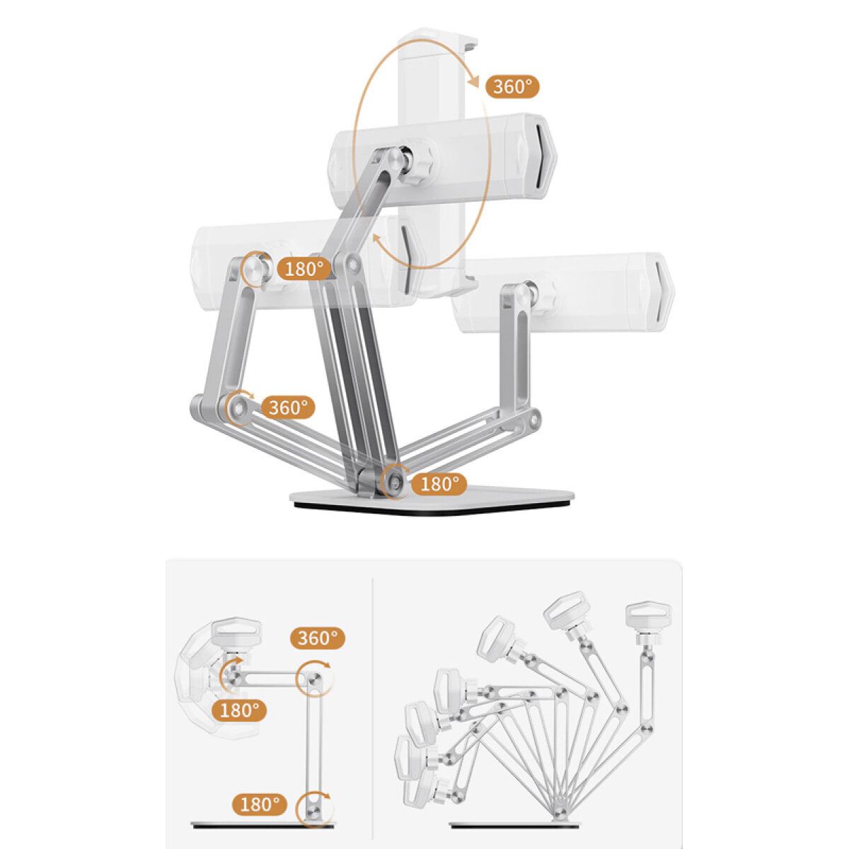 CT-PS03-AS-2 CABLETIME μεταλλική βάση tablet CT-PS03-AS, 4-13", ρυθμιζόμενη, λευκή - Image 3