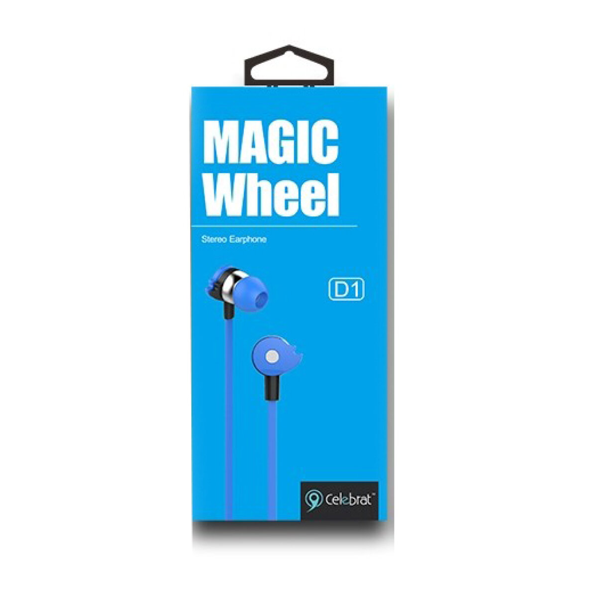 D1-BL-1 CELEBRAT earphones με μικρόφωνο D1, 3.5mm, Φ10mm, 1.2m flat, μπλε - Image 2