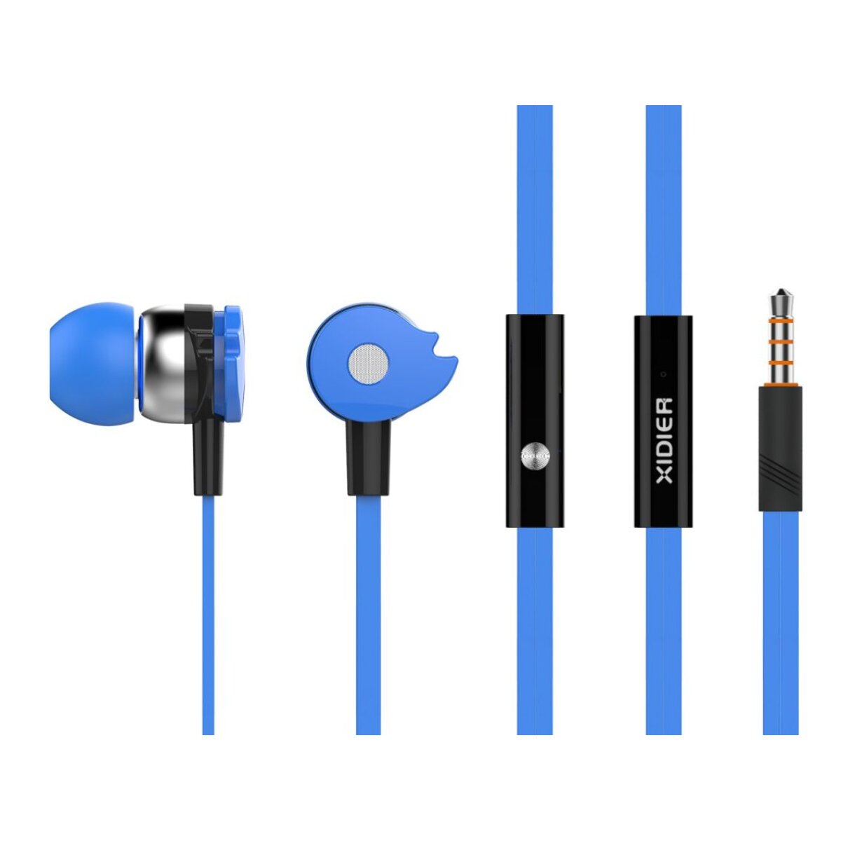 D1-BL CELEBRAT earphones με μικρόφωνο D1, 3.5mm, Φ10mm, 1.2m flat, μπλε - Image 1