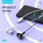 CELEBRAT earphones με μικρόφωνο D13, USB-C σύνδεση, Φ10mm, 1.2m, λευκά - Image 2