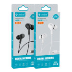 CELEBRAT earphones με μικρόφωνο D13, USB-C σύνδεση, Φ10mm, 1.2m, λευκά - Image 3