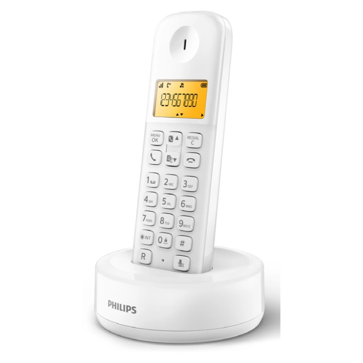 PHILIPS ασύρματο τηλέφωνο D1601W-34, με ελληνικό μενού, λευκό - Image 1