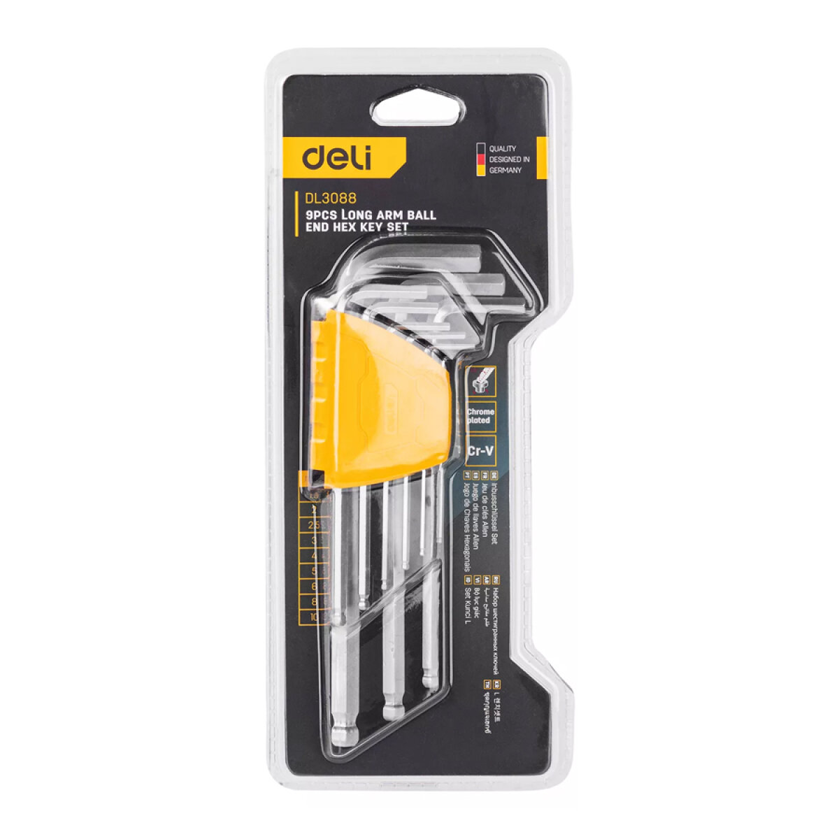 DL3088-1 DELI σετ κλειδιά Allen DL3088 με μακρύ βραχίονα, 1.5-10mm, Cr-V, 9τμχ - Image 3
