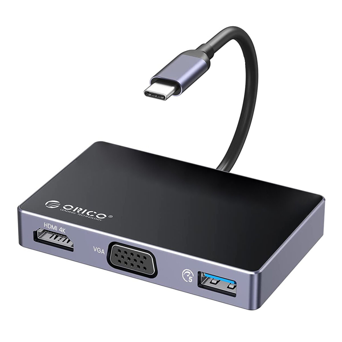 DM-5P-BK-BP ORICO docking station DM-5P, 5 θυρών, USB-C σύνδεση, 100W PD, 4K, μαύρο - Image 1
