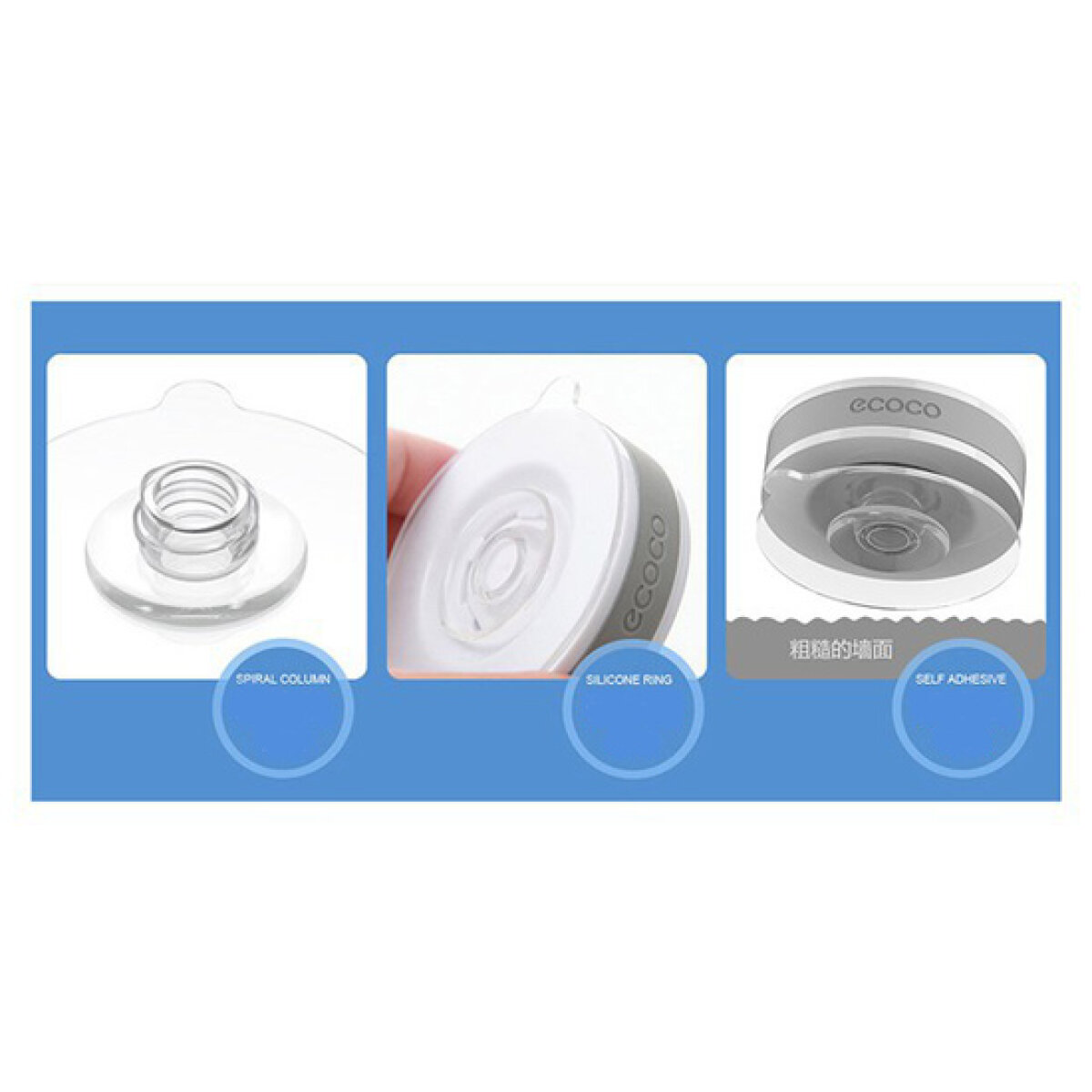 E1504-2 ECOCO κρεμάστρα τοίχου για κουζίνα-μπάνιο E1504, 8 x 5 x 53.5cm, λευκή - Image 3