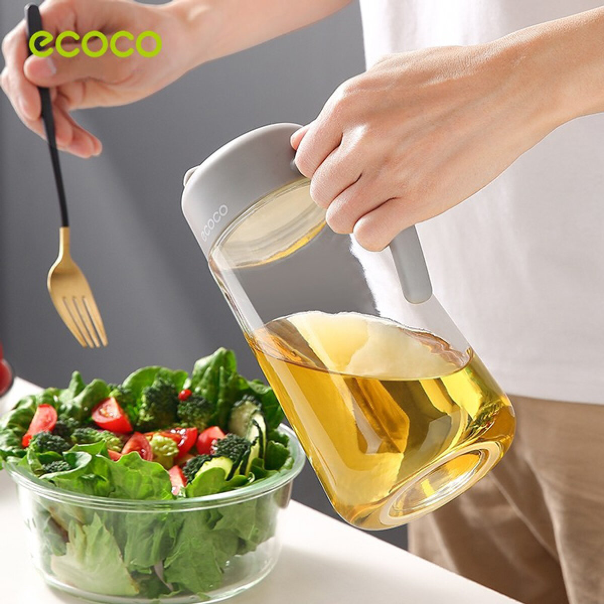 E1810-1 ECOCO γυάλινο δοχείο λαδιού-ξιδιού E1810, 1000ml, γκρι - Image 2
