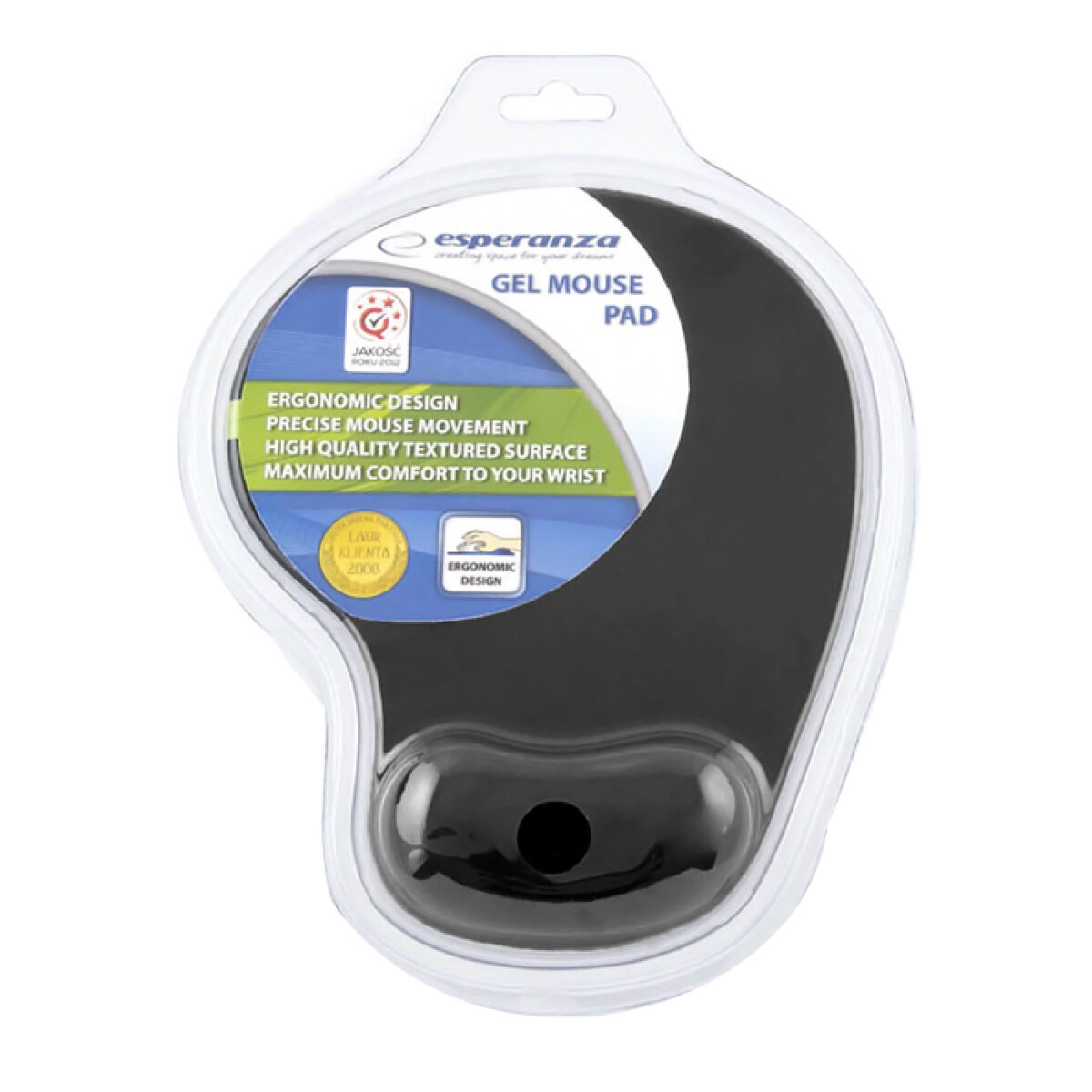 EA137K-1 ESPERANZA gel mouse pad EA137K, 230x190x20mm, μαύρο - Image 2