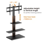 BRATECK βάση τηλεόρασης δαπέδου FS52-46T-02, 32-75", έως 40kg, με ράφια - Image 3