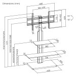 BRATECK βάση τηλεόρασης δαπέδου FS52-46T-02, 32-75", έως 40kg, με ράφια - Image 4