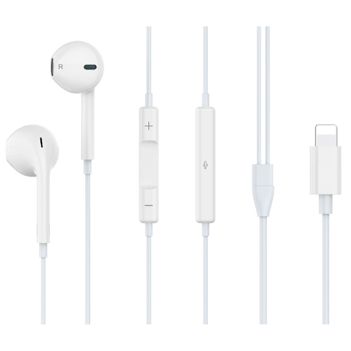 G17-WH CELEBRAT earphones με μικρόφωνο G17, Lightning, Φ14mm, 1.2m, λευκά - Image 1