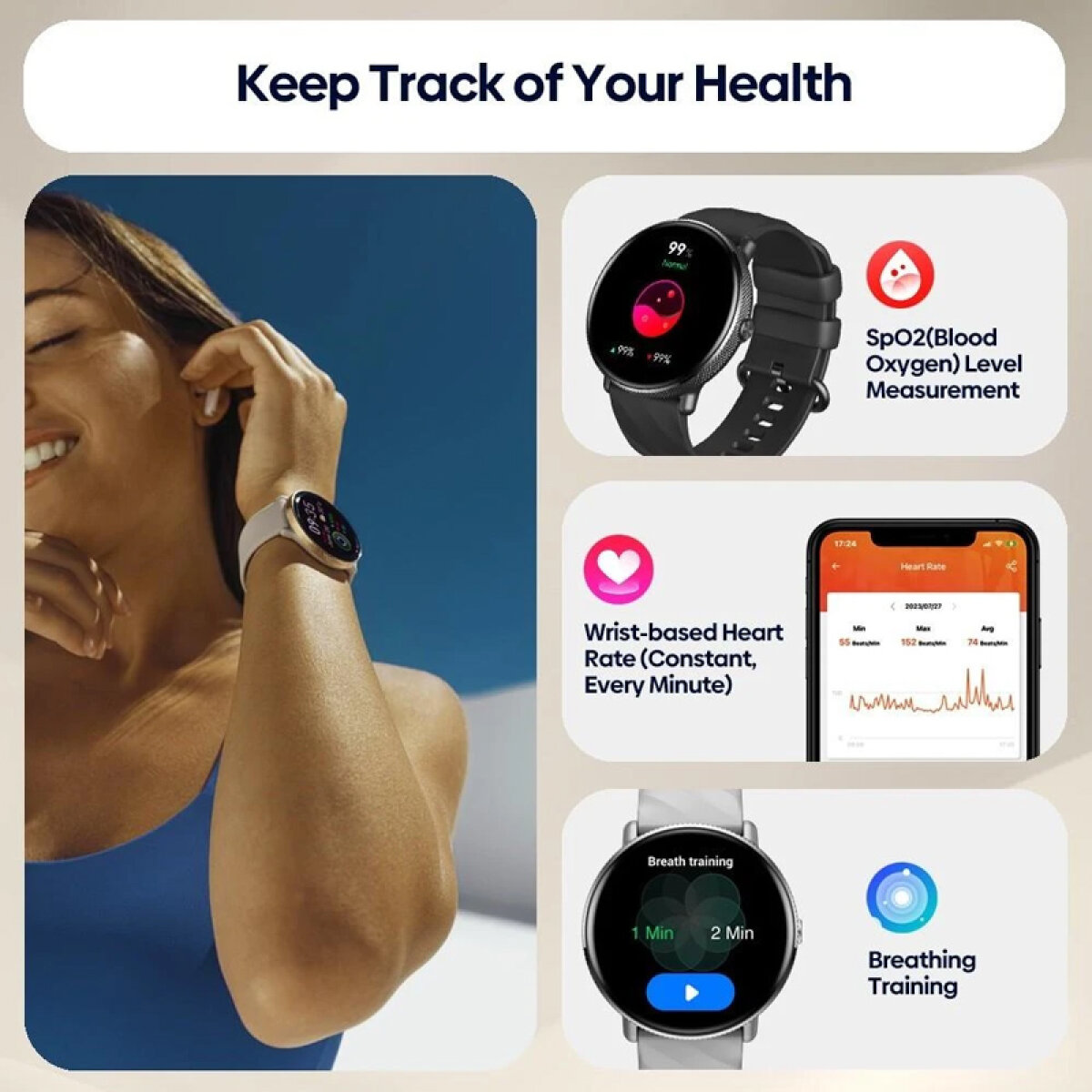 ZEBLAZE smartwatch GTR 3 Pro, heart rate, 1.43" AMOLED, IP68, μαύρο - Image 6