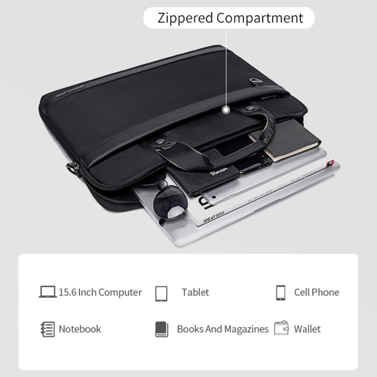 ARCTIC HUNTER τσάντα ώμου GW00022 για laptop 15.6", 8L, μαύρη - Image 2