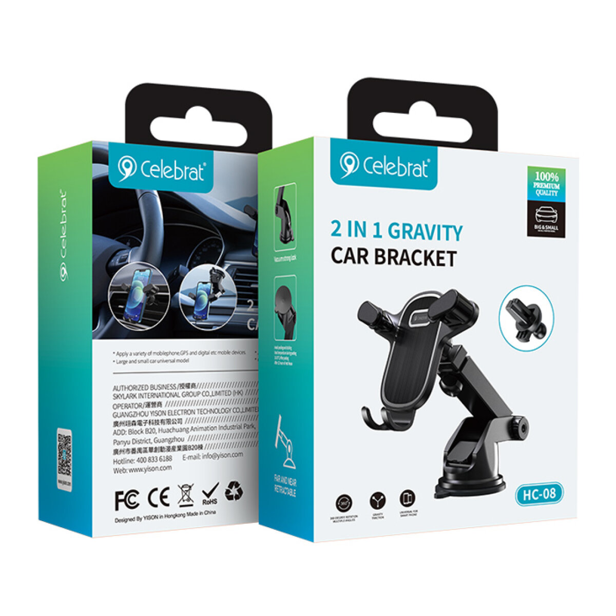 CELEBRAT βάση smartphone αυτοκινήτου HC-08, ταμπλό & αεραγωγών, μαύρη - Image 7