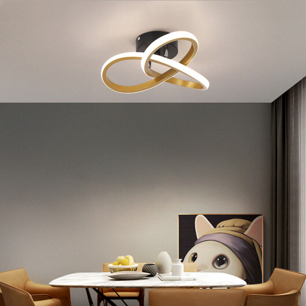 HLL-0115-1 POWERTECH LED φωτιστικό οροφής HLL-0115, 18W, 4000K, 26x26x12cm, χρυσό - Image 2