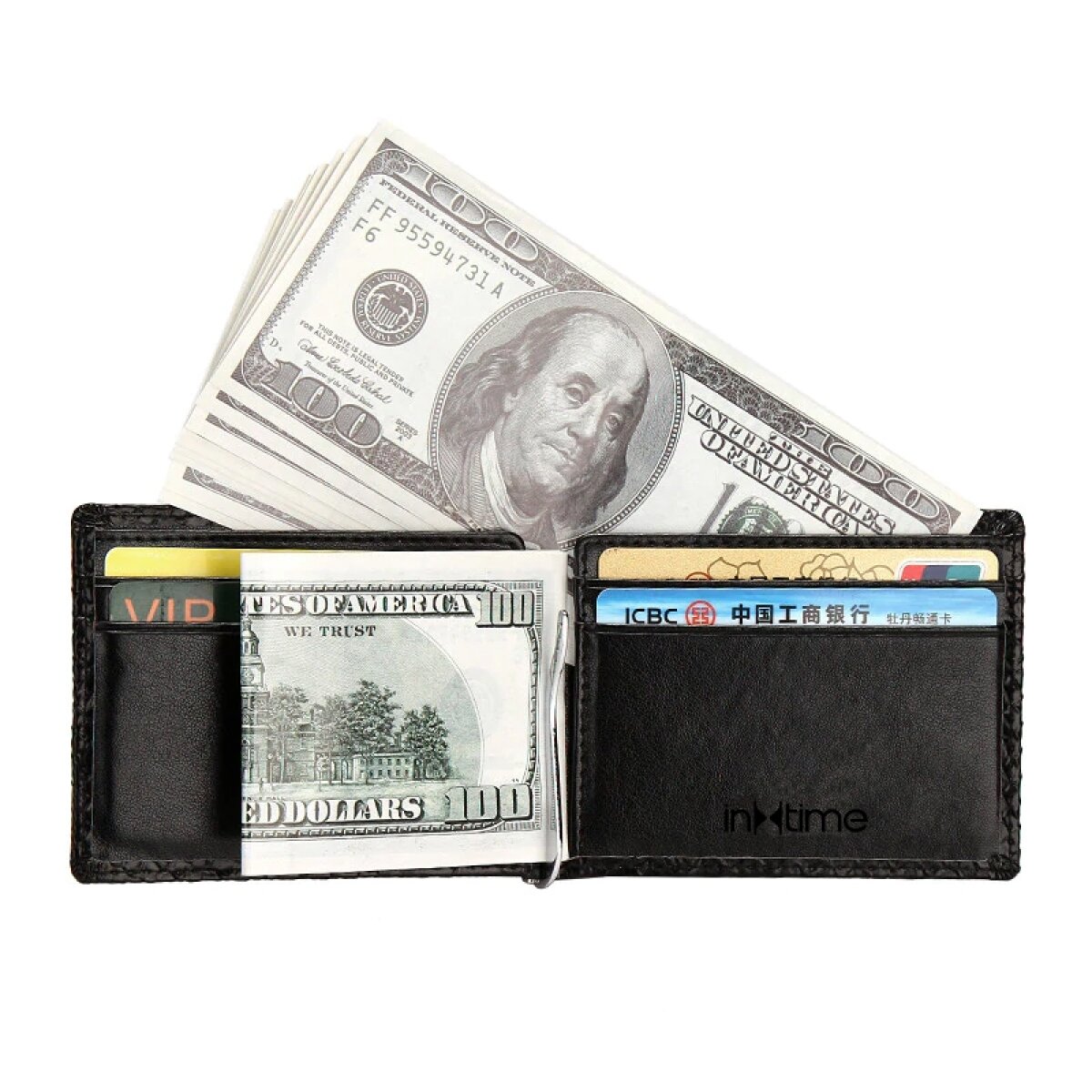 IT-016-3 INTIME πορτοφόλι IT-016, RFID, PU leather, μαύρο - Image 4