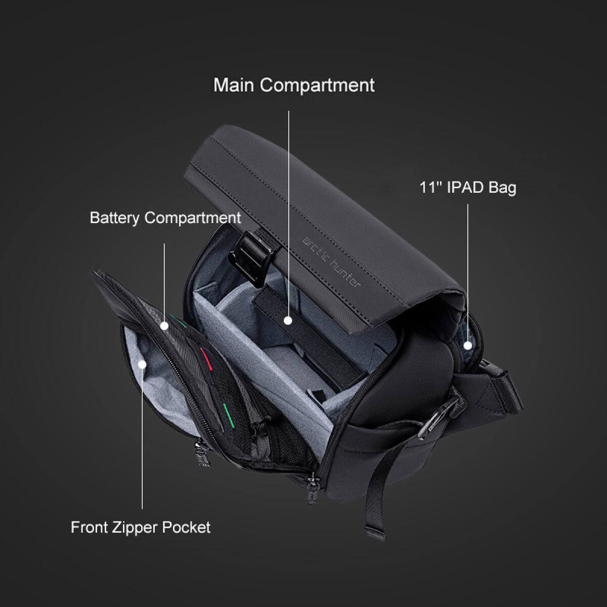 ARCTIC HUNTER τσάντα ώμου K00576 για φωτογραφική μηχανή, 9L, μαύρη - Image 5