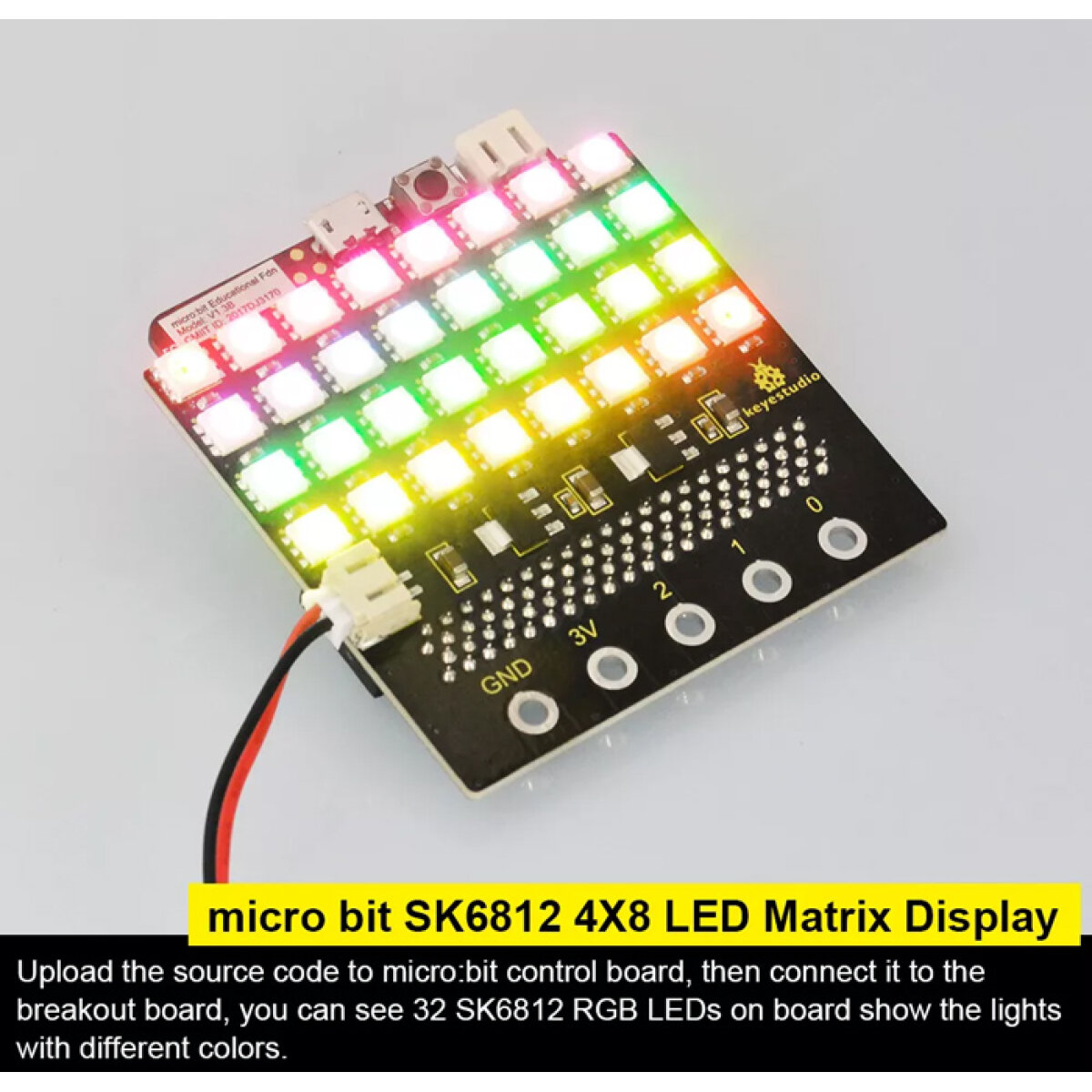 KS0315-1 KEYESTUDIO SK6812 4x8 LED dot matrix shield KS0315 για Micro:bit - Image 2
