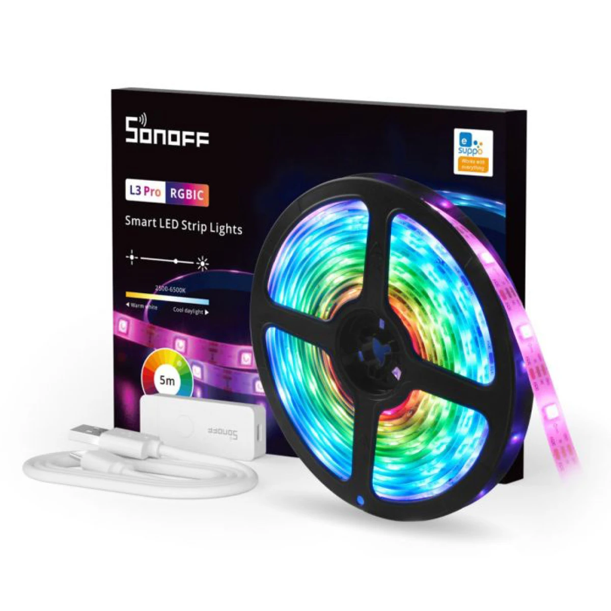 SONOFF smart LED καλωδιοταινία L3 Pro, RGBIC, αδιάβροχη, Wi-Fi & BT, 5m - Image 1