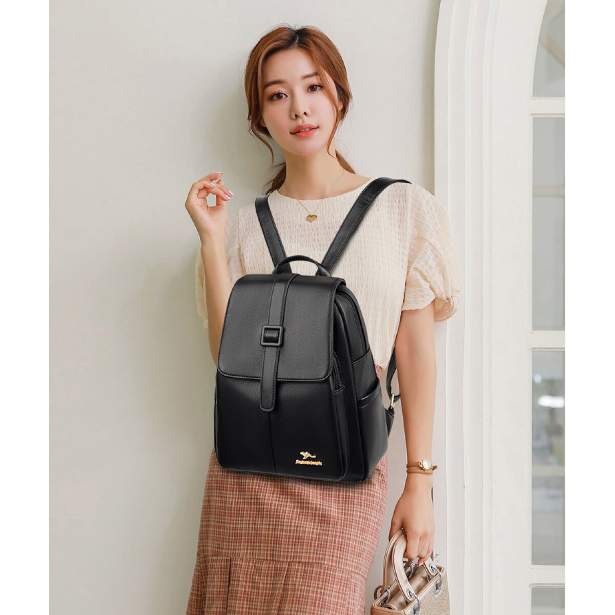 LBAG-0009-5 BALIDAISHU γυναικεία τσάντα πλάτης LBAG-0009, μαύρη - Image 2