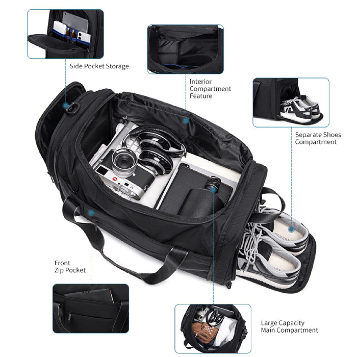 LX00021-BK-1 ARCTIC HUNTER τσάντα ταξιδίου LX00021, πτυσσόμενη, 30L, μαύρη - Image 3