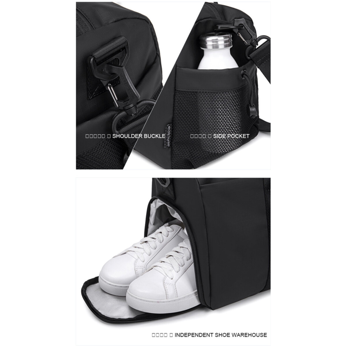 ARCTIC HUNTER τσάντα ταξιδίου LX00537 με θήκη παπουτσιών, 25L, μαύρη - Image 3