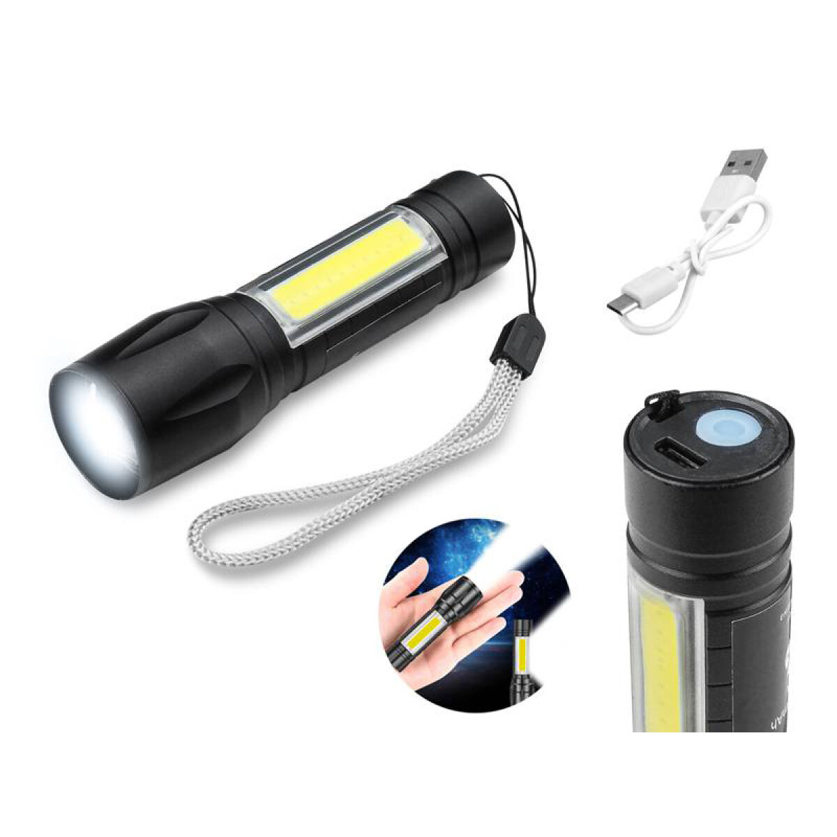 LTC φορητός φακός LED LXLL250, επαναφορτιζόμενος, 450lm, IP65, μαύρος - Image 2