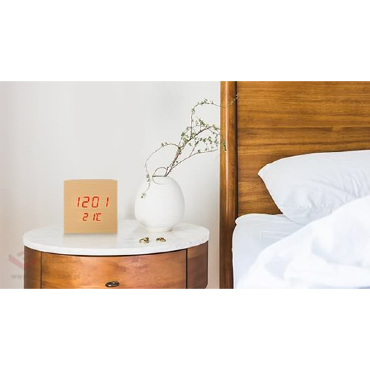 LTC ψηφιακό ρολόι LXLTC05 με ξυπνητήρι & θερμόμετρο, επιτραπέζιο, καφέ - Image 2