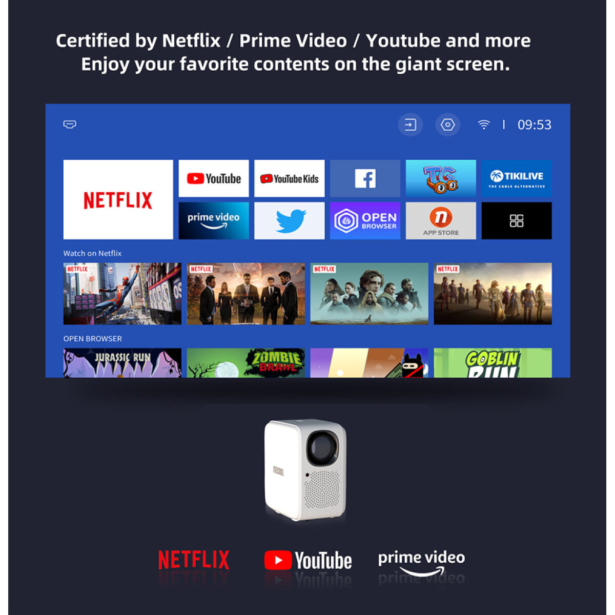 MCL-KP2-5 MECOOL smart βιντεοπροβολέας KP2, 1080p FHD, 600 ANSI, Wi-Fi, λευκός - Image 7