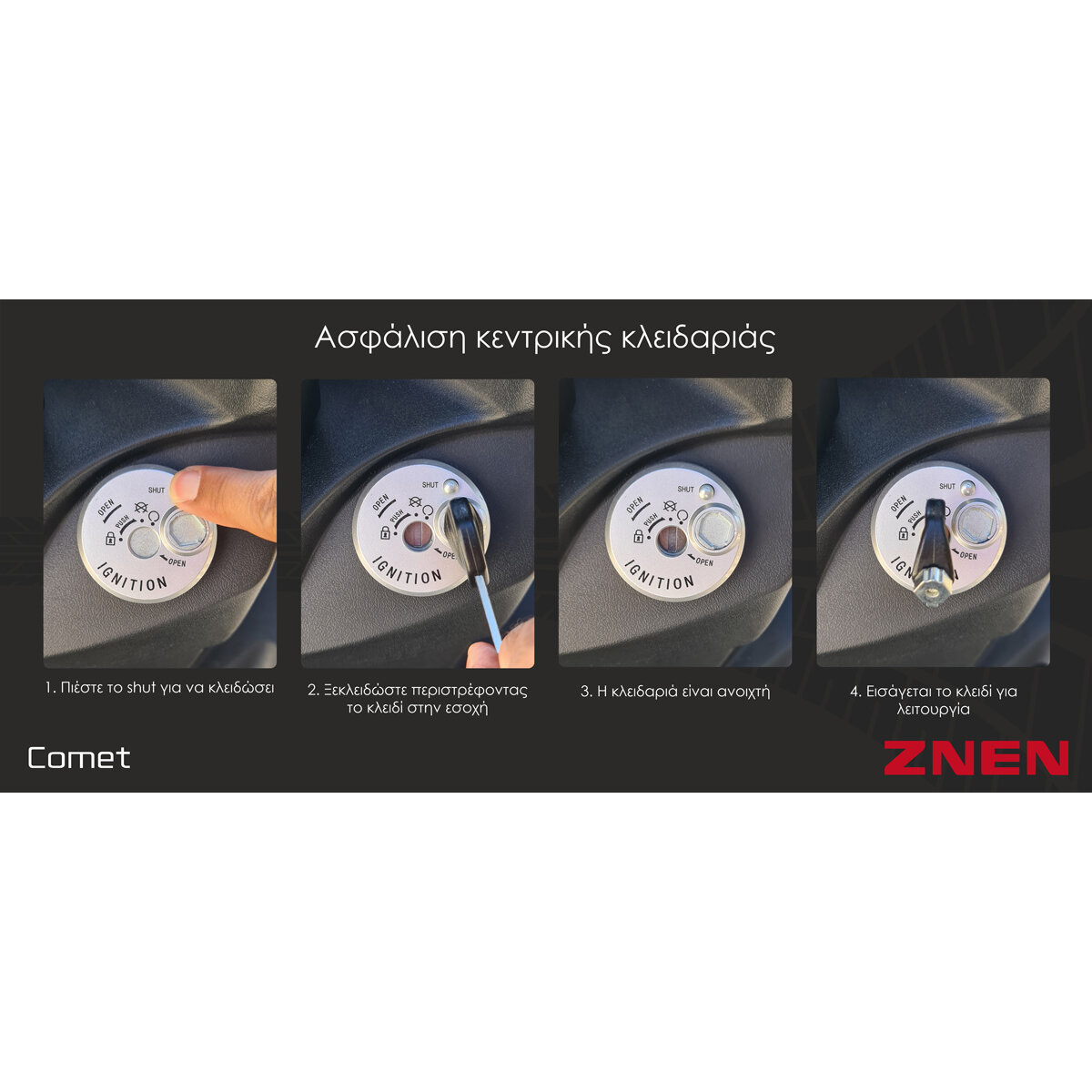 ZNEN ηλεκτρικό μηχανάκι Comet, 2000W, 60V 20Ah, μαύρο - Image 6