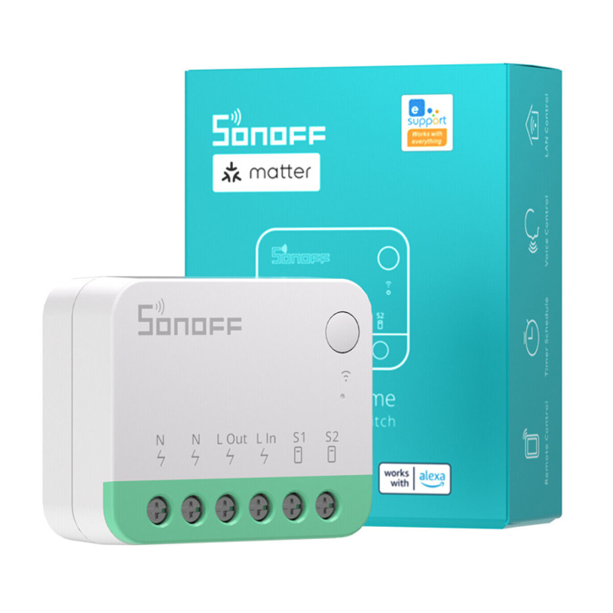 MINIR4M-10 SONOFF smart διακόπτης MINIR4M, 2 κανάλια, Wi-Fi, 10A, λευκός - Image 3