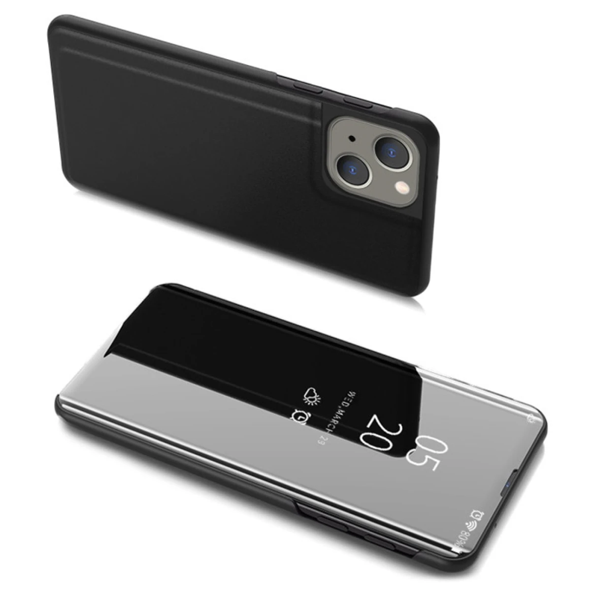 POWERTECH θήκη Clear View MOB-1666 για iPhone 13 mini, μαύρη - Image 1