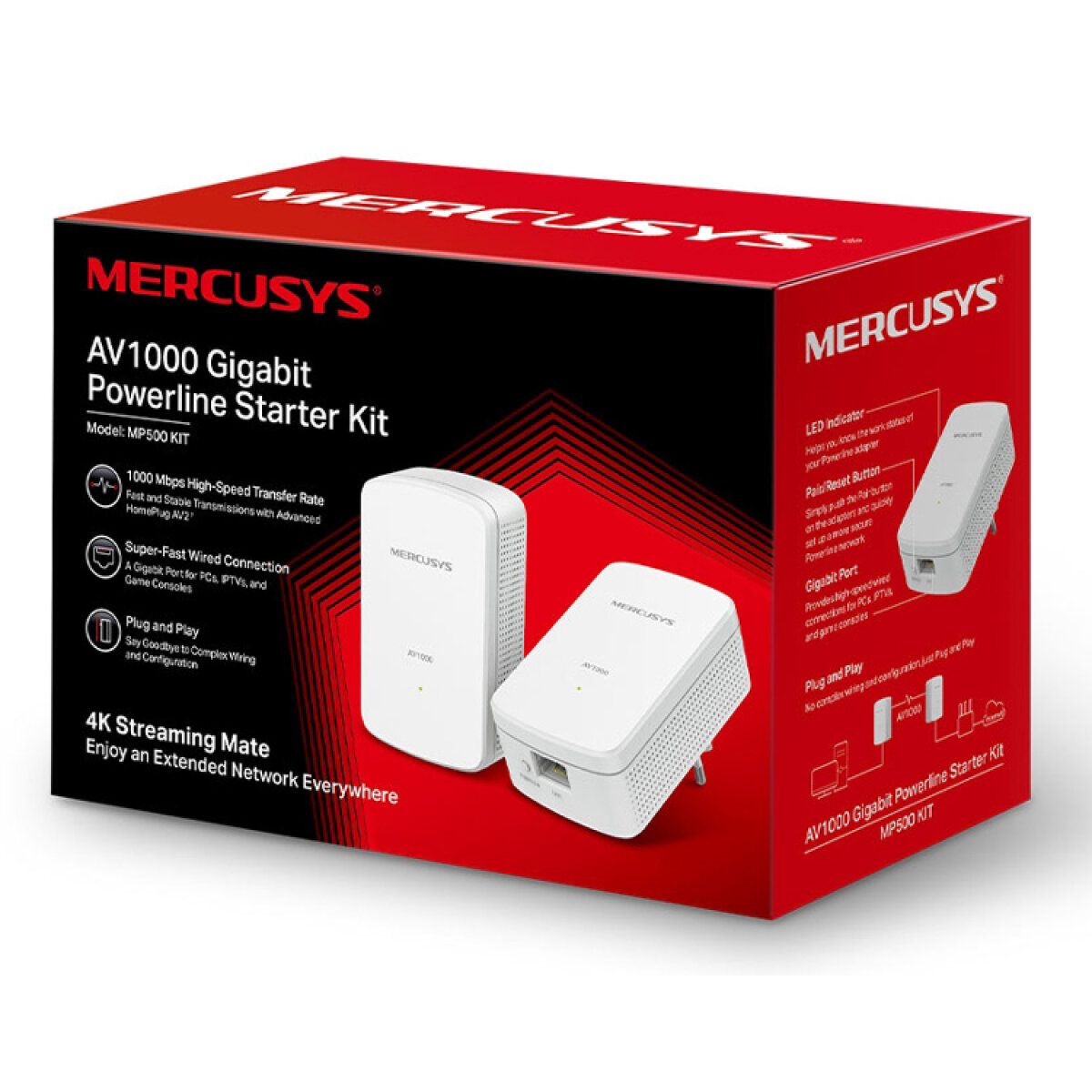 MP500-KIT-2 MERCUSYS Powerline MP500 Kit, AV1000 Gigabit, Ver: 1.0 - Image 4