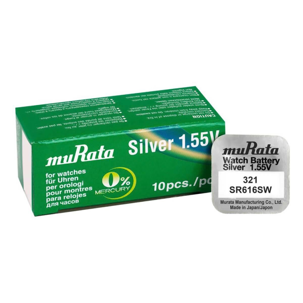 MR-SR616SW MURATA μπαταρία Silver Oxide για ρολόγια SR616SW, 1.55V, No 321, 10τμχ - Image 1